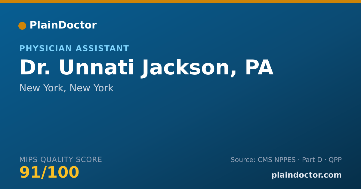 Shareable card for Unnati Jackson, PA - Physician Assistant, New York, NY