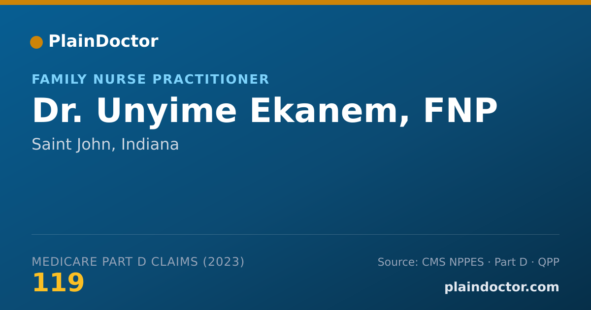 Shareable card for Unyime Ekanem, FNP - Family Nurse Practitioner, Saint John, IN