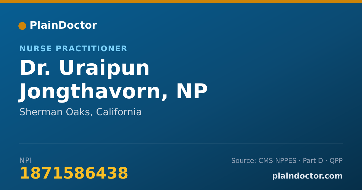 Shareable card for Uraipun Jongthavorn, NP - Nurse Practitioner, Sherman Oaks, CA