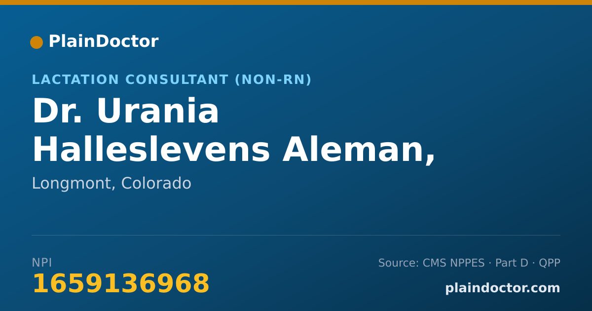 Shareable card for Urania Halleslevens Aleman, RDN - Lactation Consultant (Non-RN), Longmont, CO