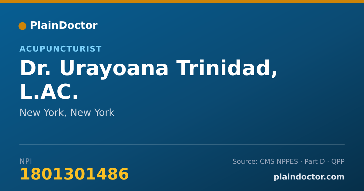 Shareable card for Urayoana Trinidad, L.AC. - Acupuncturist, New York, NY