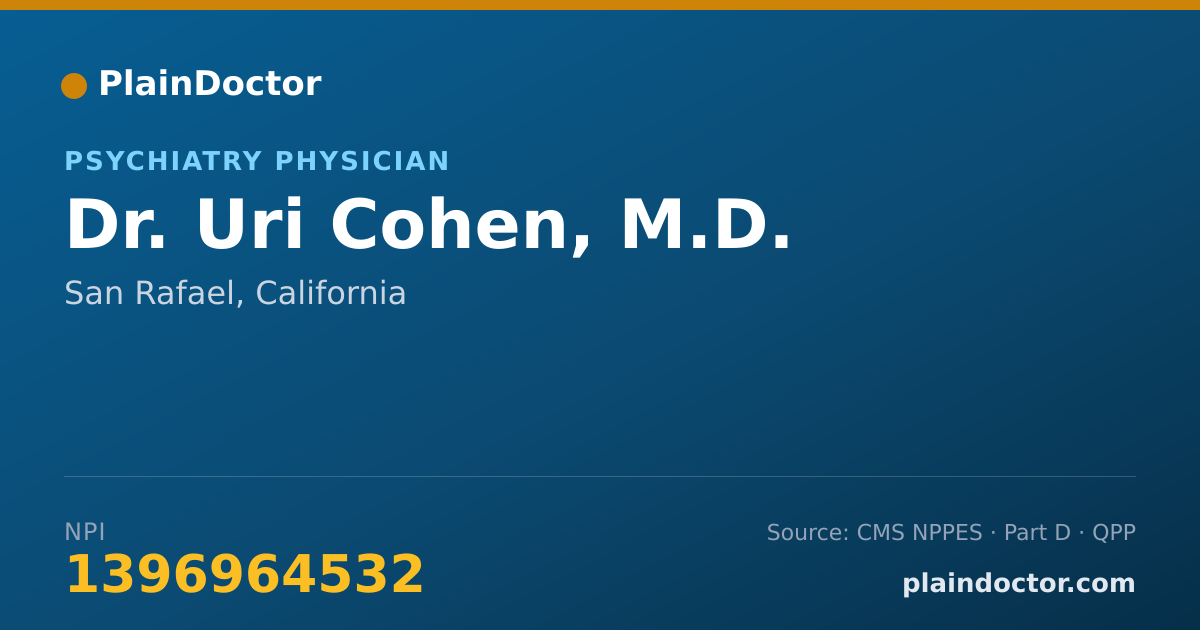 Shareable card for Uri Cohen, M.D. - Psychiatry Physician, San Rafael, CA