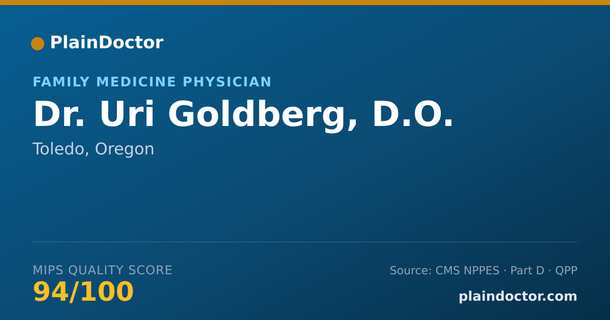 Shareable card for Uri Goldberg, D.O. - Family Medicine Physician, Toledo, OR
