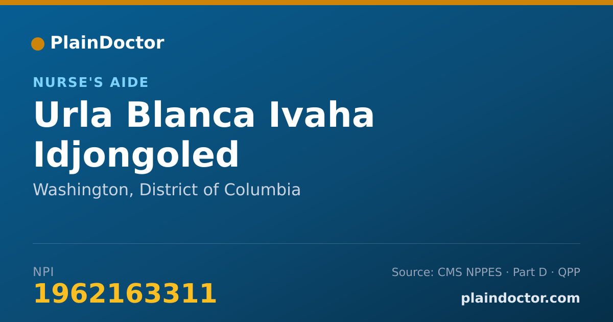 Shareable card for Urla Blanca Ivaha Idjongoled - Nurse's Aide, Washington, DC