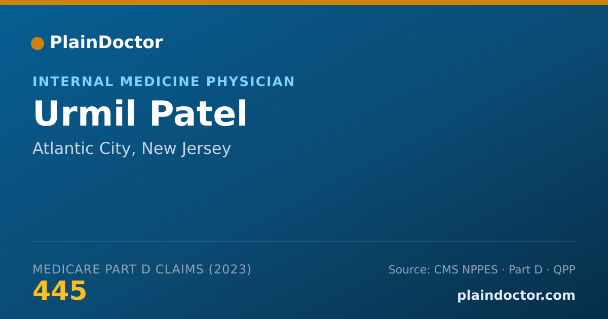 Shareable card for Urmil Patel - Internal Medicine Physician, Atlantic City, NJ