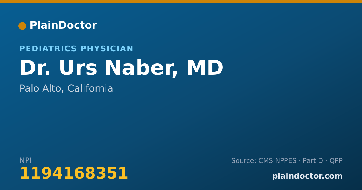 Shareable card for Urs Naber, MD - Pediatrics Physician, Palo Alto, CA