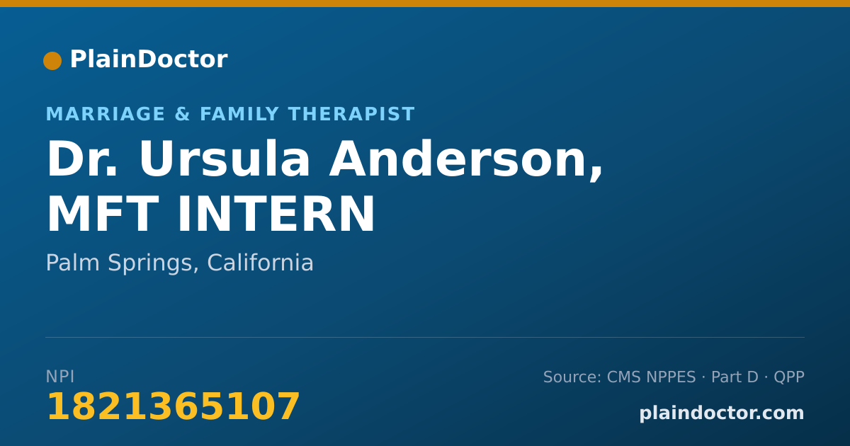 Shareable card for Ursula Anderson, MFT INTERN - Marriage & Family Therapist, Palm Springs, CA