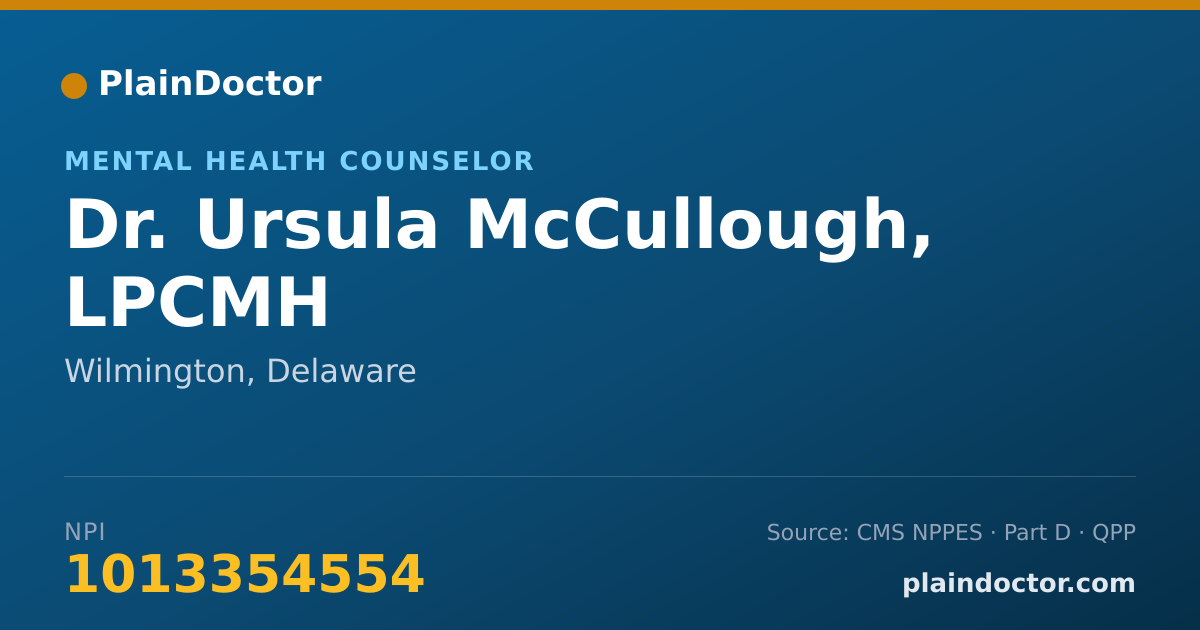 Shareable card for Ursula McCullough, LPCMH - Mental Health Counselor, Wilmington, DE