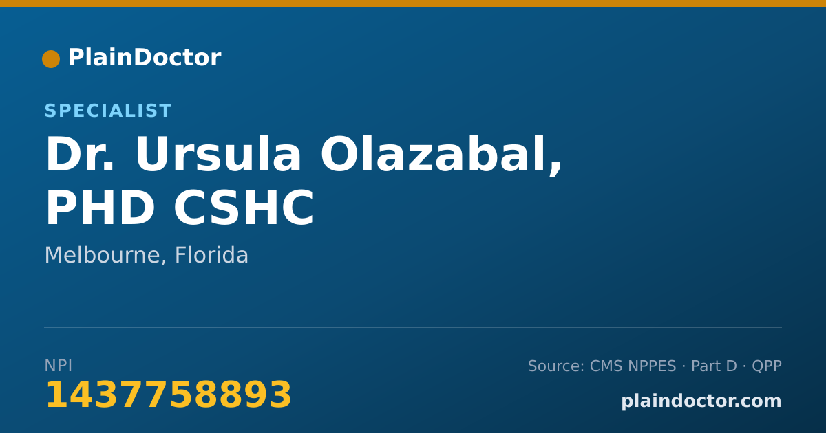 Shareable card for Ursula Olazabal, PHD CSHC - Specialist, Melbourne, FL