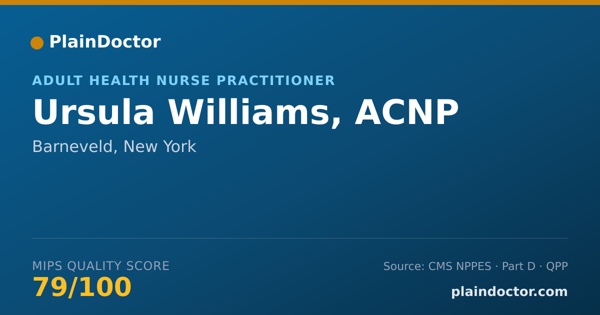 Shareable card for Ursula Williams, ACNP - Adult Health Nurse Practitioner, Barneveld, NY