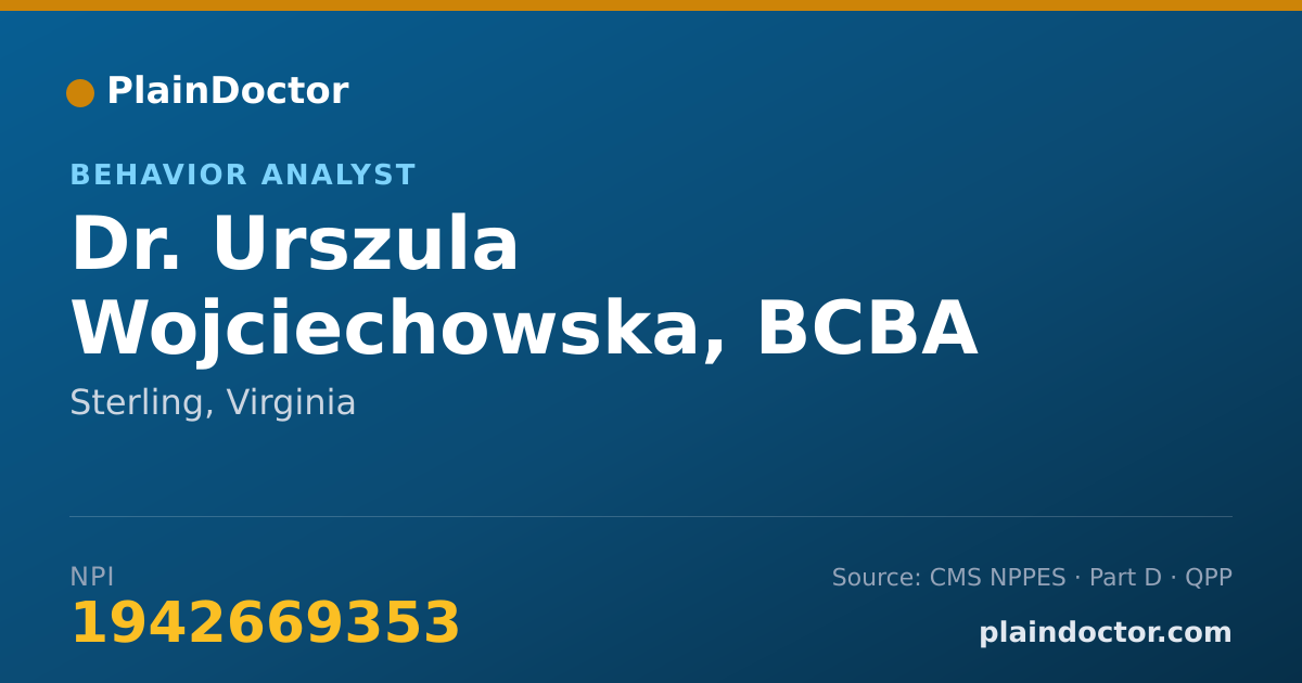 Shareable card for Urszula Wojciechowska, BCBA - Behavior Analyst, Sterling, VA