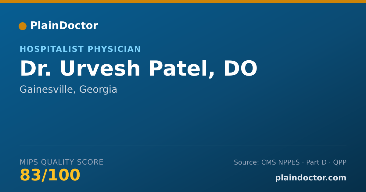 Shareable card for Urvesh Patel, DO - Hospitalist Physician, Gainesville, GA