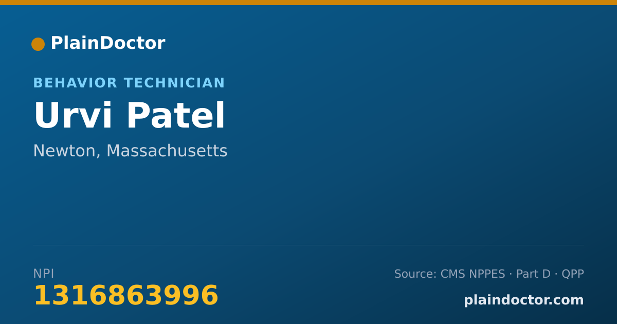 Shareable card for Urvi Patel - Behavior Technician, Newton, MA