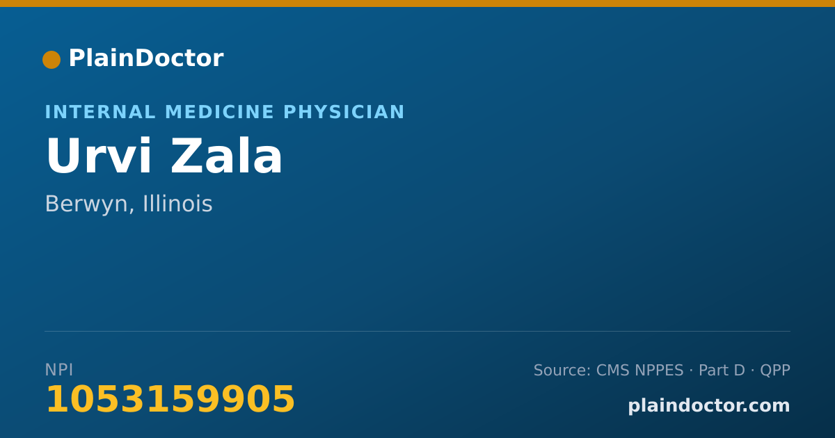 Shareable card for Urvi Zala - Internal Medicine Physician, Berwyn, IL