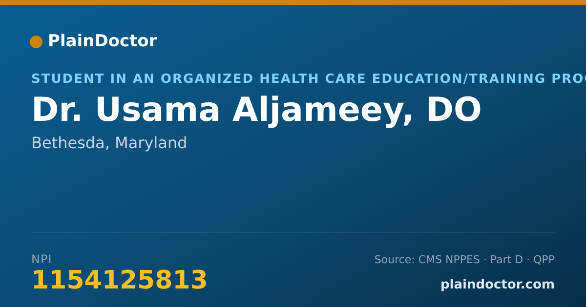 Shareable card for Usama Aljameey, DO - Student in an Organized Health Care Education/Training Program, Bethesda, MD