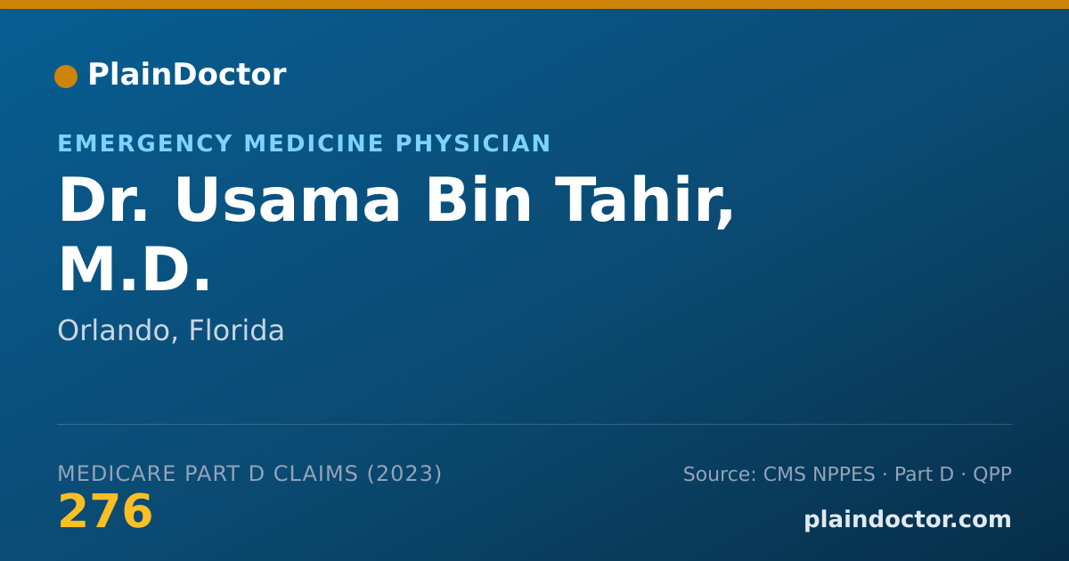 Shareable card for Usama Bin Tahir, M.D. - Emergency Medicine Physician, Orlando, FL