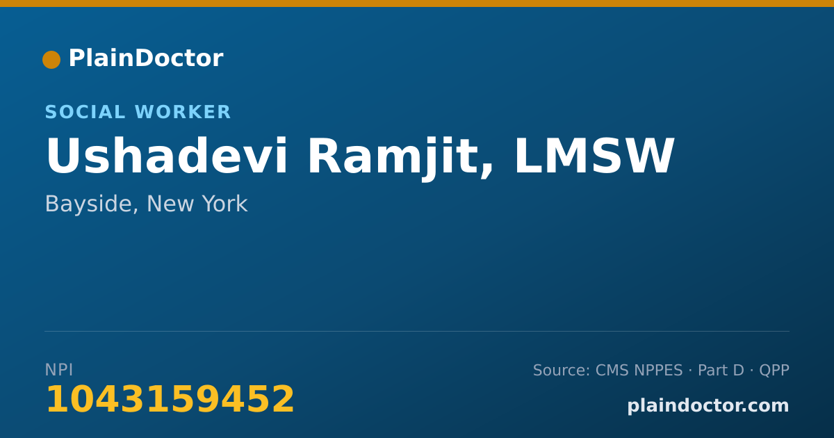 Shareable card for Ushadevi Ramjit, LMSW - Social Worker, Bayside, NY