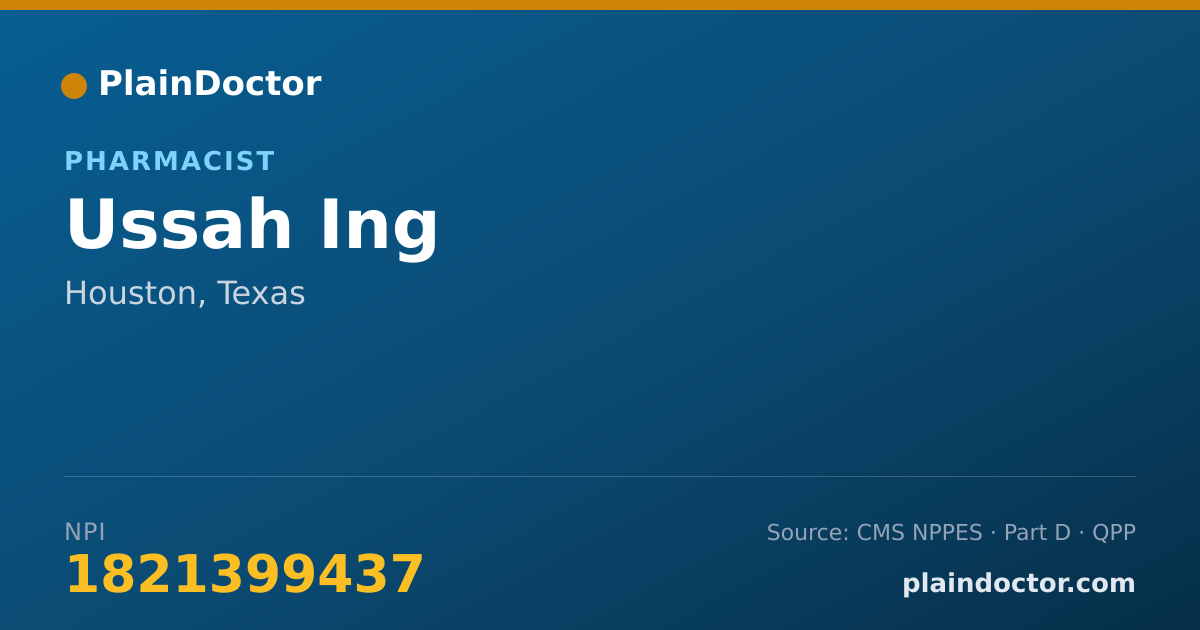 Shareable card for Ussah Ing - Pharmacist, Houston, TX