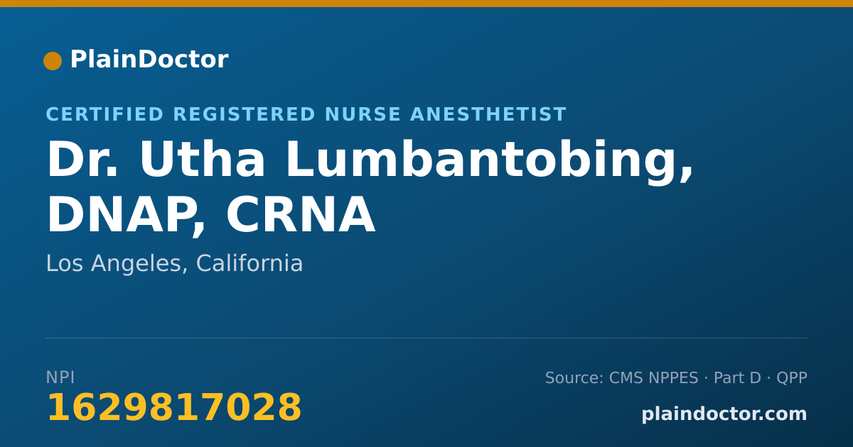 Shareable card for Utha Lumbantobing, DNAP, CRNA - Certified Registered Nurse Anesthetist, Los Angeles, CA