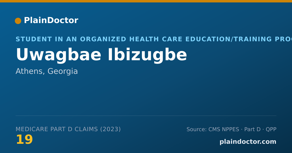 Shareable card for Uwagbae Ibizugbe - Student in an Organized Health Care Education/Training Program, Athens, GA