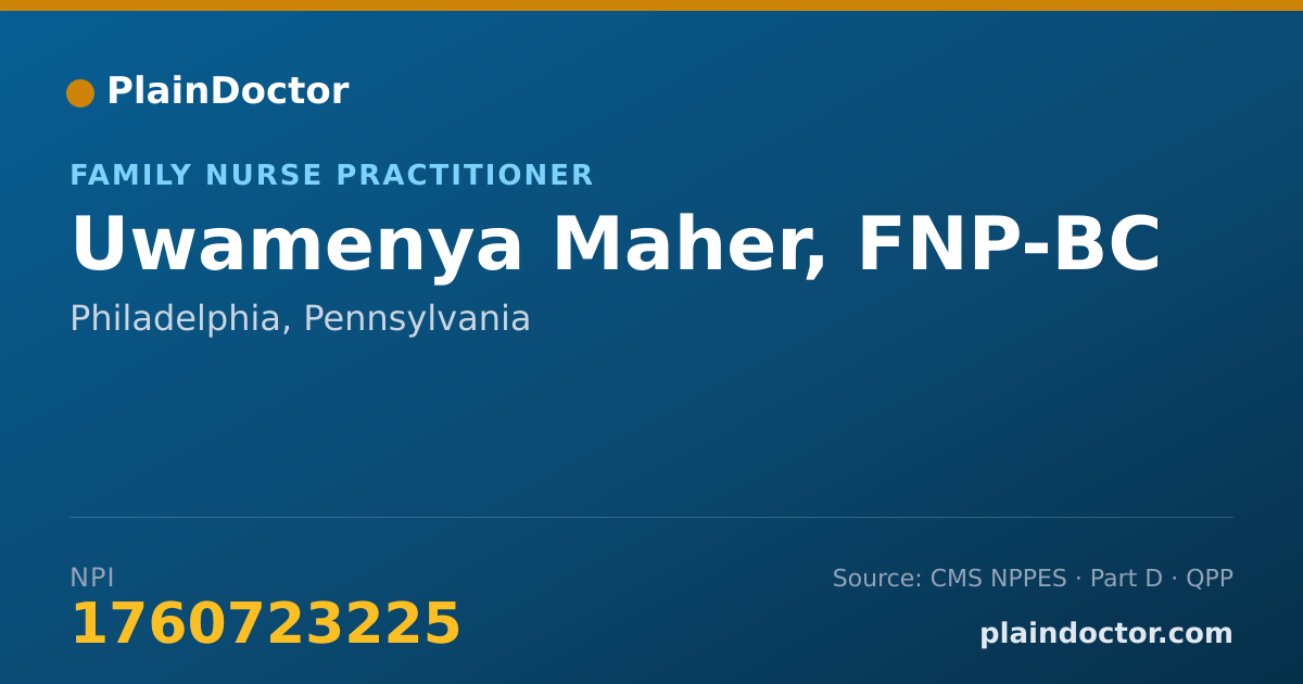 Shareable card for Uwamenya Maher, FNP-BC - Family Nurse Practitioner, Philadelphia, PA