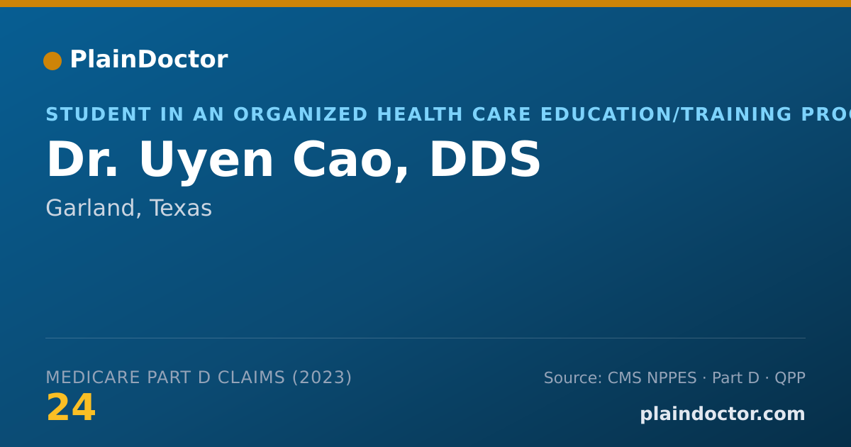 Shareable card for Uyen Cao, DDS - Student in an Organized Health Care Education/Training Program, Garland, TX