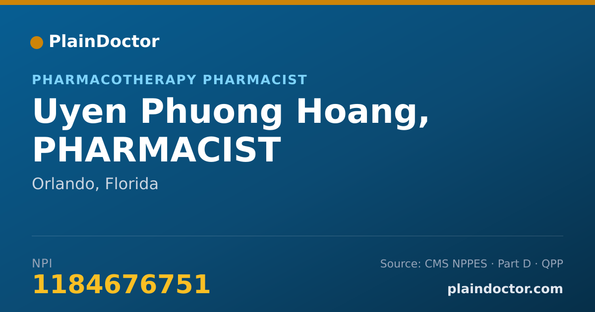 Shareable card for Uyen Phuong Hoang, PHARMACIST - Pharmacotherapy Pharmacist, Orlando, FL