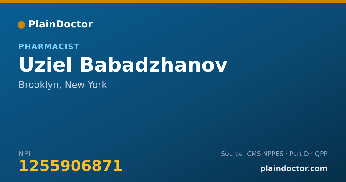 Shareable card for Uziel Babadzhanov - Pharmacist, Brooklyn, NY