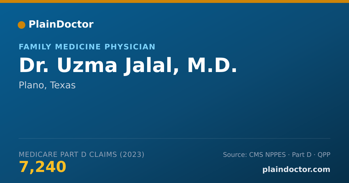 Shareable card for Uzma Jalal, M.D. - Family Medicine Physician, Plano, TX