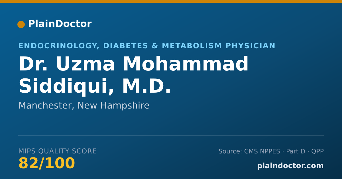 Shareable card for Uzma Mohammad Siddiqui, M.D. - Endocrinology, Diabetes & Metabolism Physician, Manchester, NH