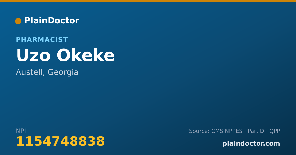 Shareable card for Uzo Okeke - Pharmacist, Austell, GA