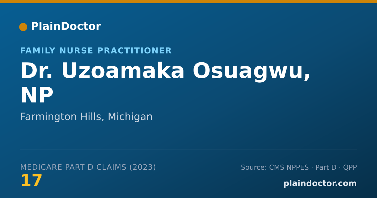 Shareable card for Uzoamaka Osuagwu, NP - Family Nurse Practitioner, Farmington Hills, MI