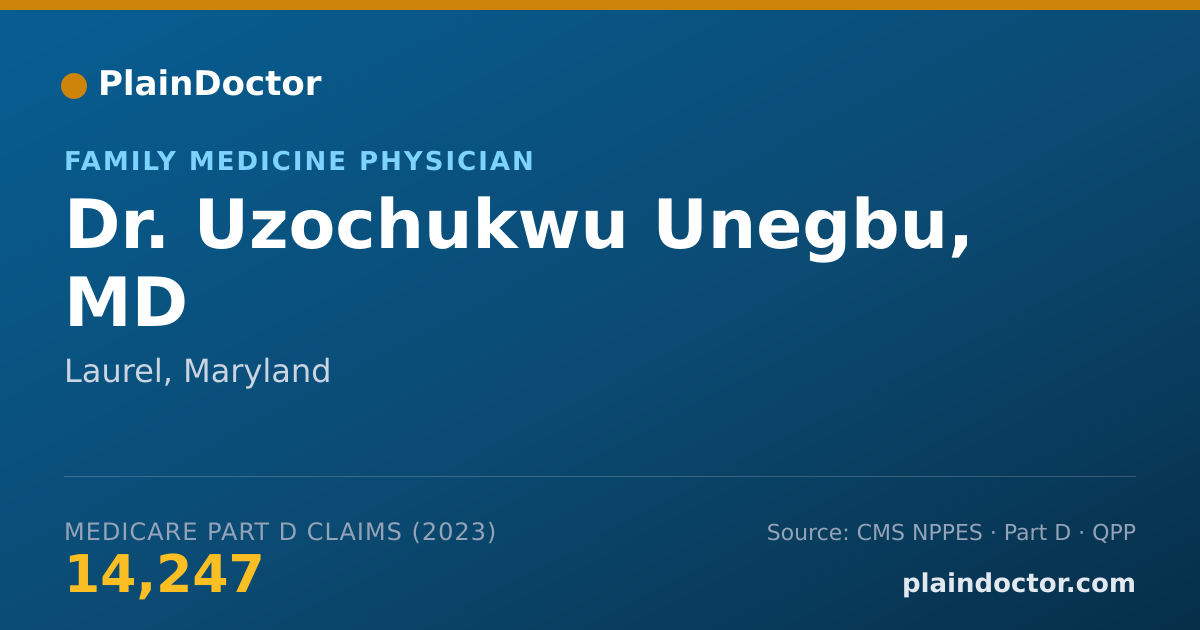 Shareable card for Uzochukwu Unegbu, MD - Family Medicine Physician, Laurel, MD