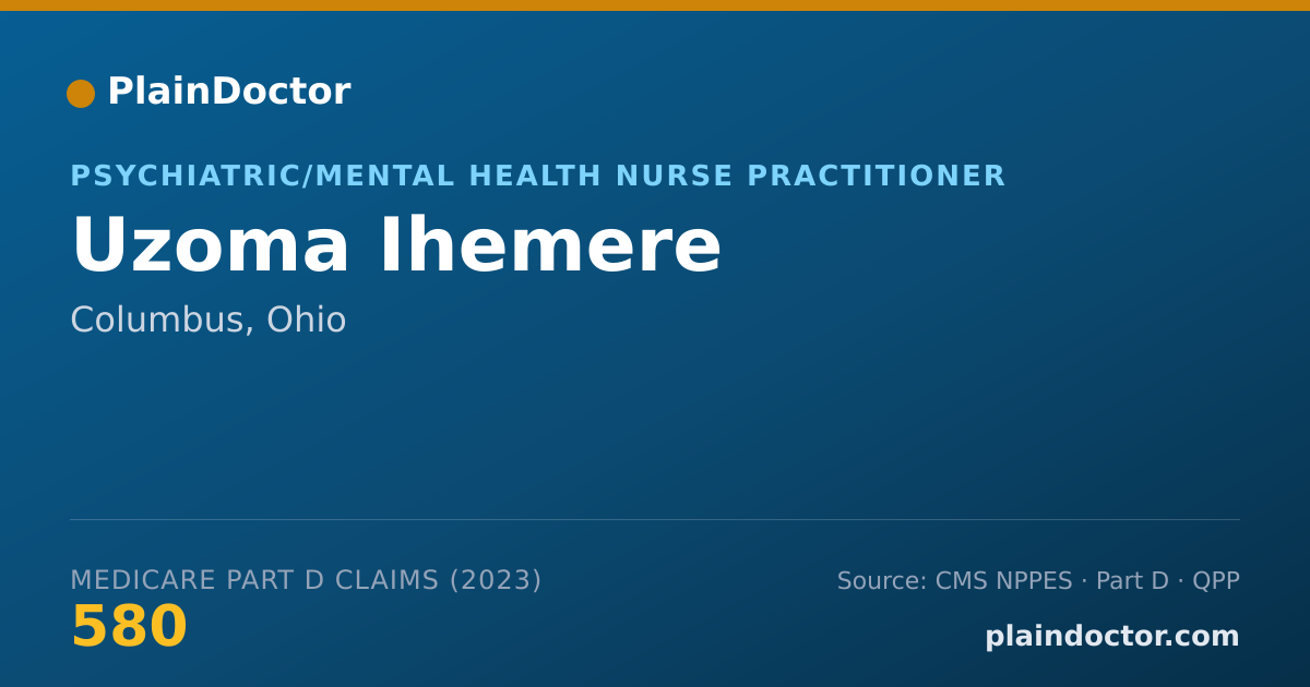 Shareable card for Uzoma Ihemere - Psychiatric/Mental Health Nurse Practitioner, Columbus, OH