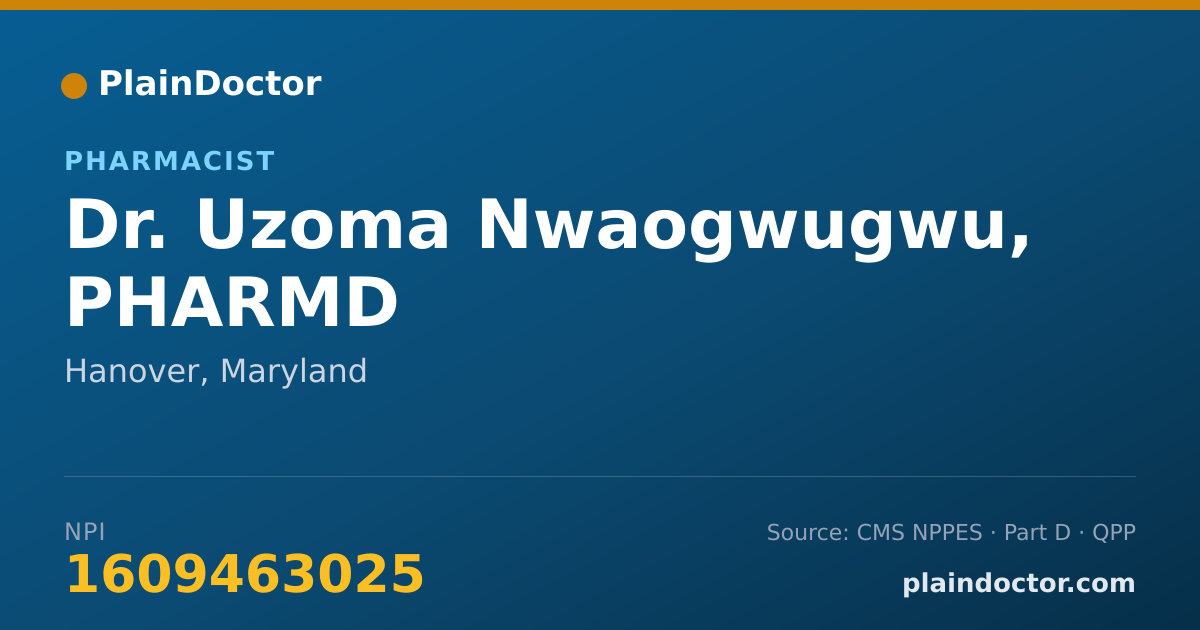 Shareable card for Uzoma Nwaogwugwu, PHARMD - Pharmacist, Hanover, MD