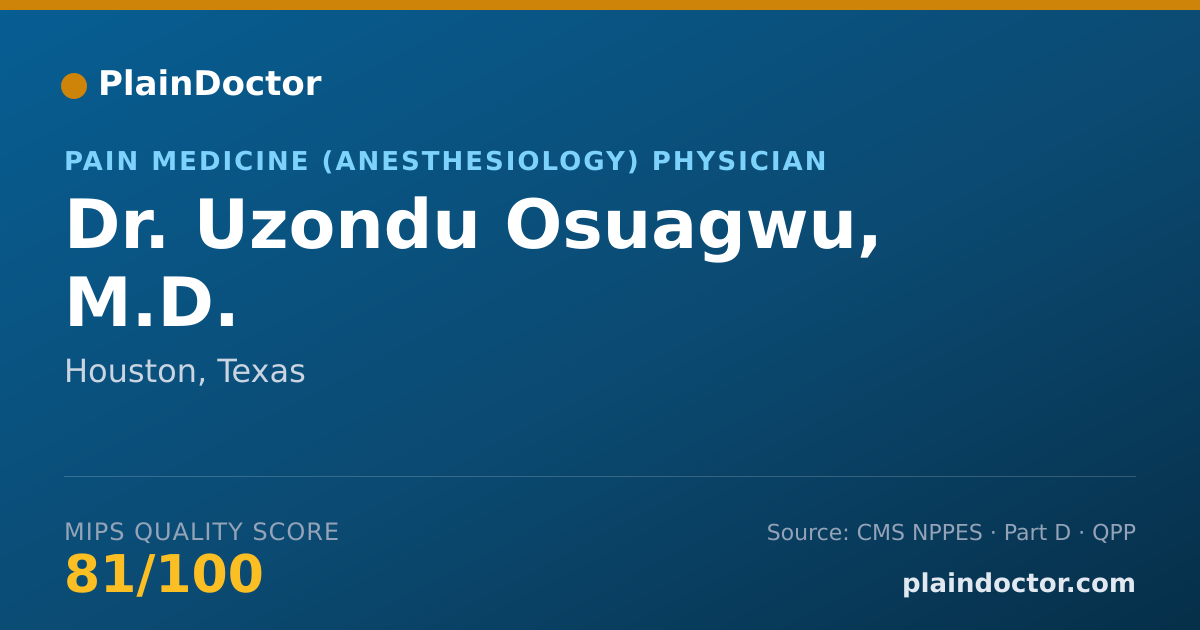 Shareable card for Uzondu Osuagwu, M.D. - Pain Medicine (Anesthesiology) Physician, Houston, TX