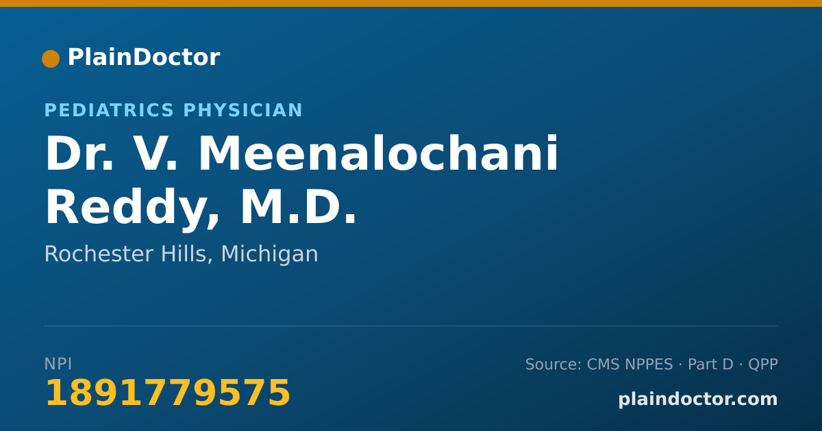 Shareable card for V. Meenalochani Reddy, M.D. - Pediatrics Physician, Rochester Hills, MI