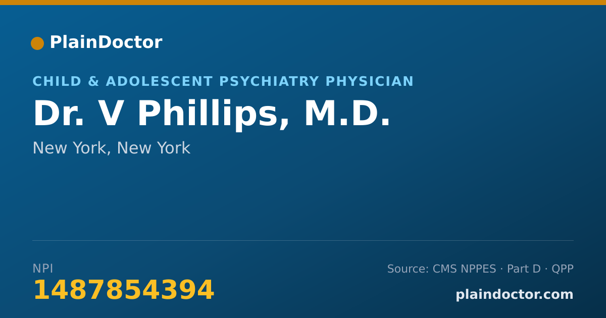 Shareable card for V Phillips, M.D. - Child & Adolescent Psychiatry Physician, New York, NY