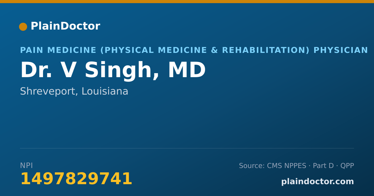 Shareable card for V Singh, MD - Pain Medicine (Physical Medicine & Rehabilitation) Physician, Shreveport, LA