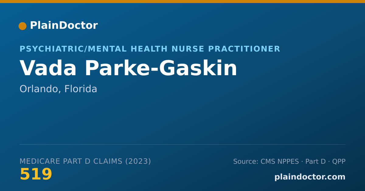 Shareable card for Vada Parke-Gaskin - Psychiatric/Mental Health Nurse Practitioner, Orlando, FL