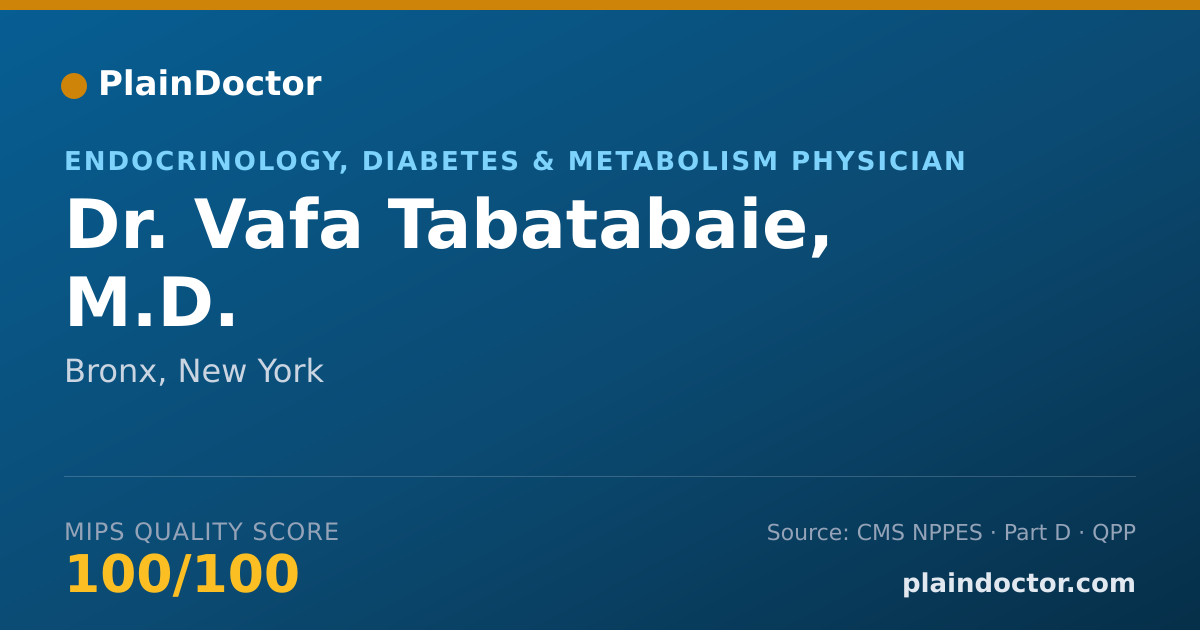 Shareable card for Vafa Tabatabaie, M.D. - Endocrinology, Diabetes & Metabolism Physician, Bronx, NY