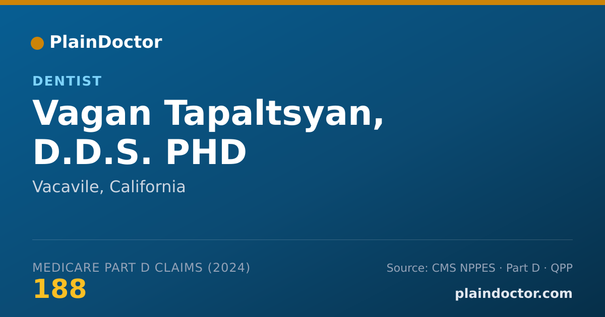 Shareable card for Vagan Tapaltsyan, D.D.S. PHD - Dentist, Vacavile, CA