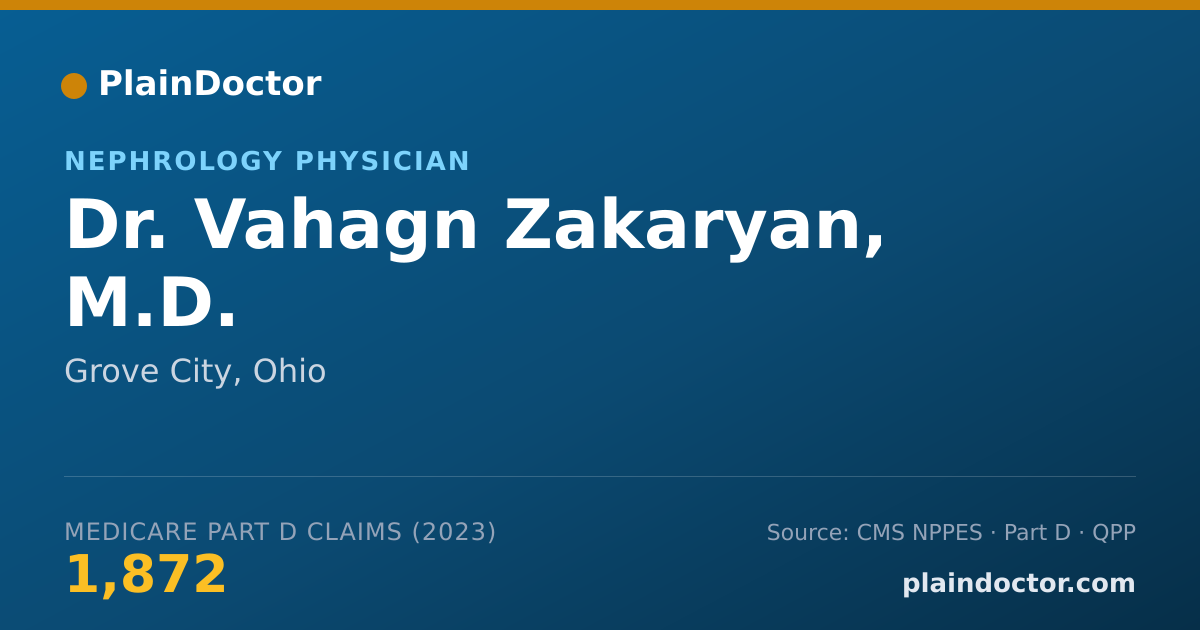 Shareable card for Vahagn Zakaryan, M.D. - Nephrology Physician, Grove City, OH