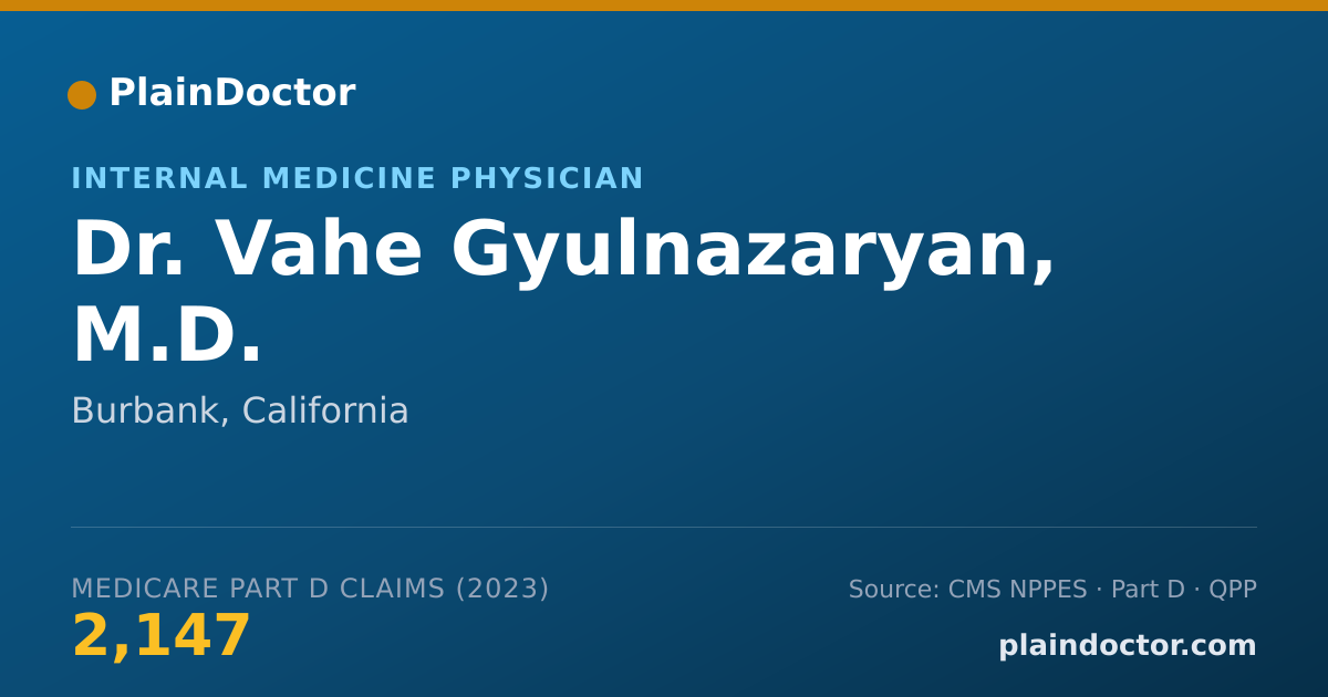 Shareable card for Vahe Gyulnazaryan, M.D. - Internal Medicine Physician, Burbank, CA