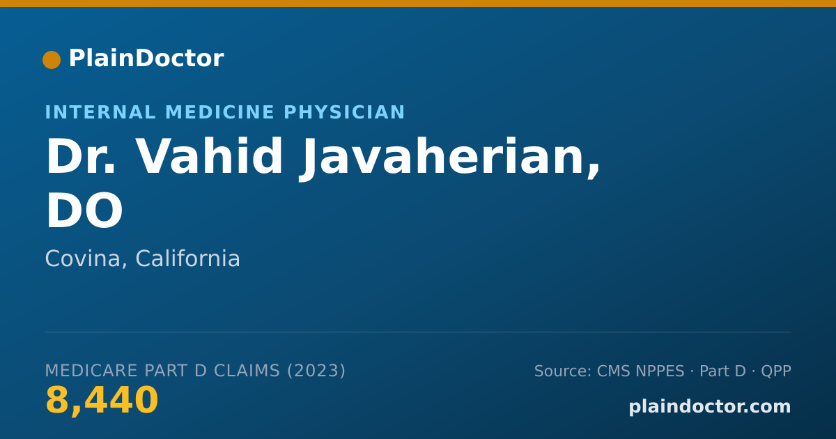 Shareable card for Vahid Javaherian, DO - Internal Medicine Physician, Covina, CA