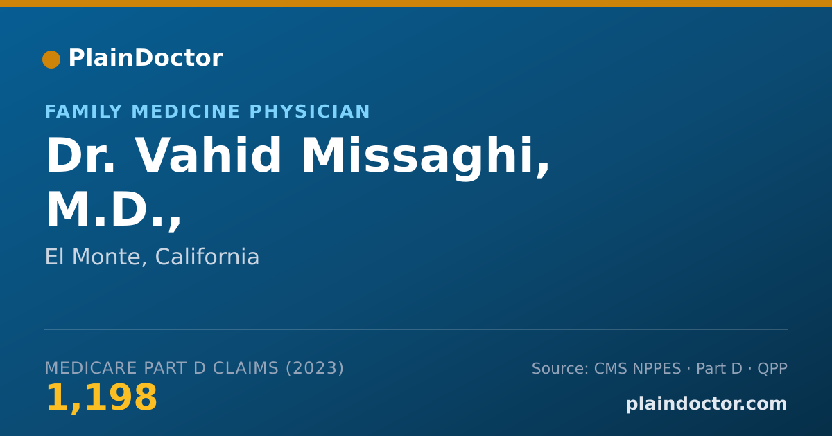 Shareable card for Vahid Missaghi, M.D., - Family Medicine Physician, El Monte, CA