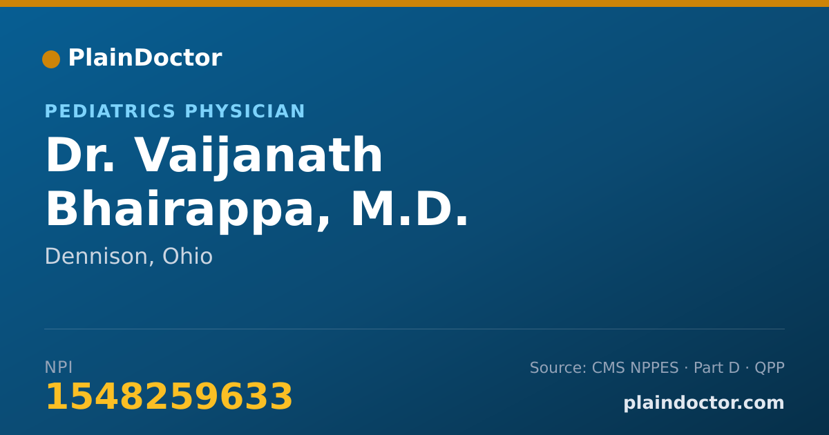 Shareable card for Vaijanath Bhairappa, M.D. - Pediatrics Physician, Dennison, OH