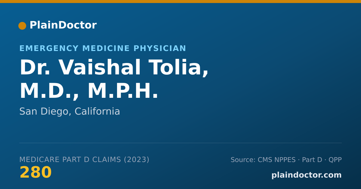 Shareable card for Vaishal Tolia, M.D., M.P.H. - Emergency Medicine Physician, San Diego, CA
