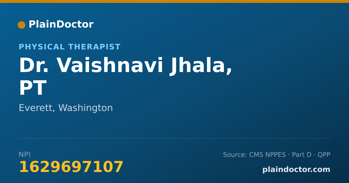 Shareable card for Vaishnavi Jhala, PT - Physical Therapist, Everett, WA