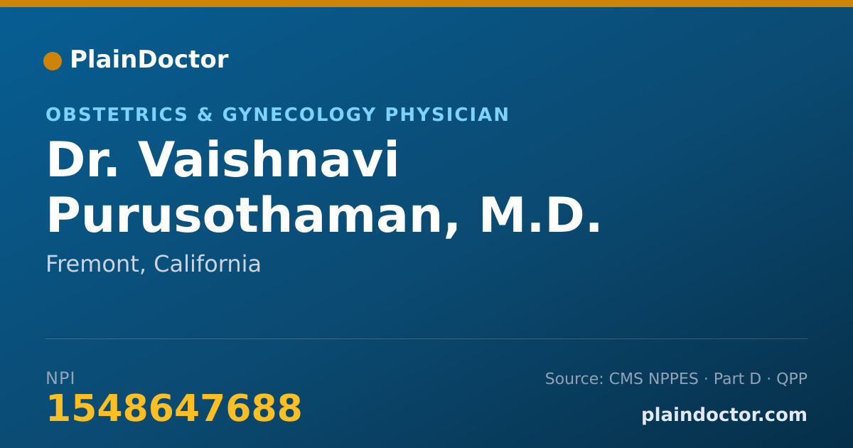 Shareable card for Vaishnavi Purusothaman, M.D. - Obstetrics & Gynecology Physician, Fremont, CA
